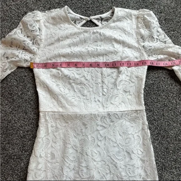 Lulu's White Lace Long Sleeved Open Back Dress - small - Picture 4 of 6